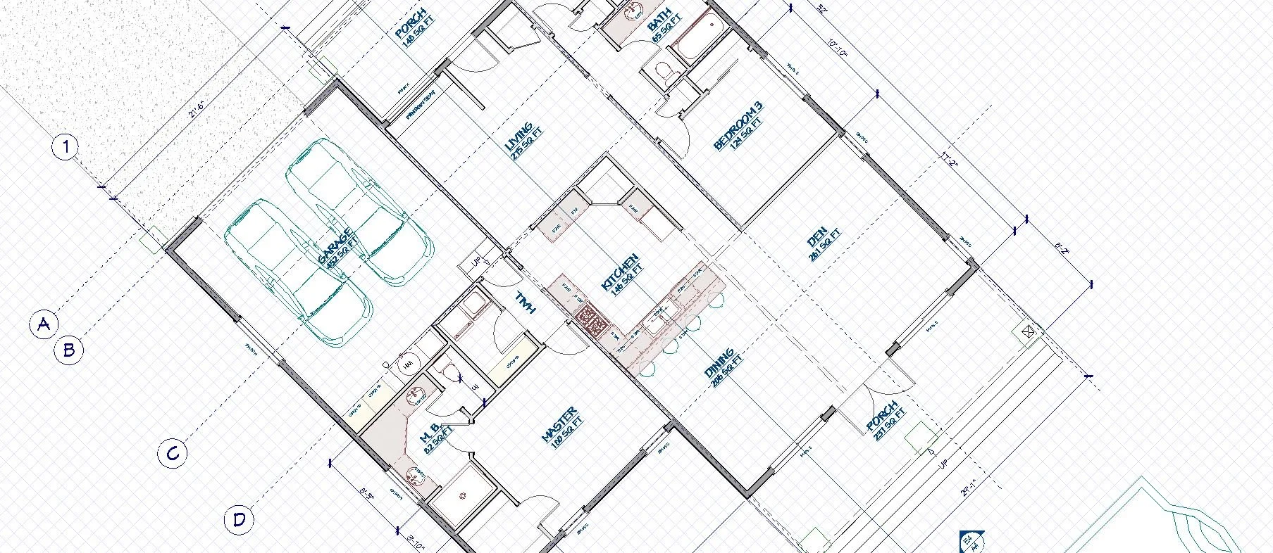 Angled architectural plan